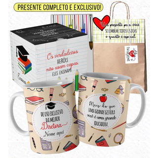 Caneca Diretora Escolar Linda Personalizada com Nome Dia dos Professores com Embalagem Df