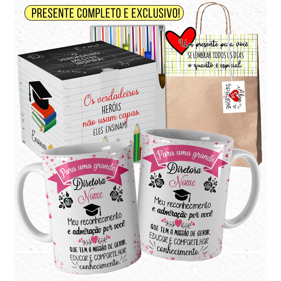 Caneca Diretora Escolar Linda Personalizada com Nome Dia dos ...