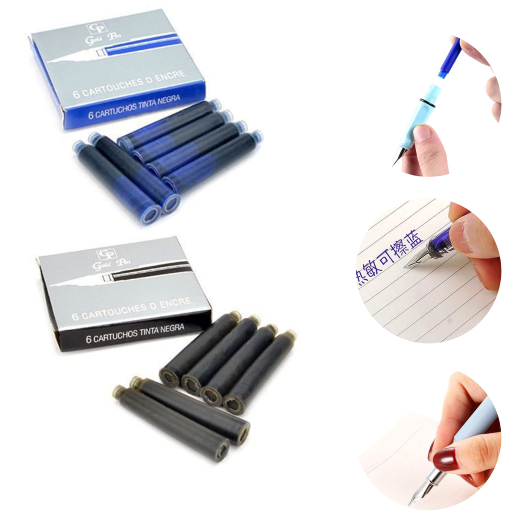 Kit 6 Cartucho Refil para Caneta Tinteiro Gold Pen | Shopee Brasil