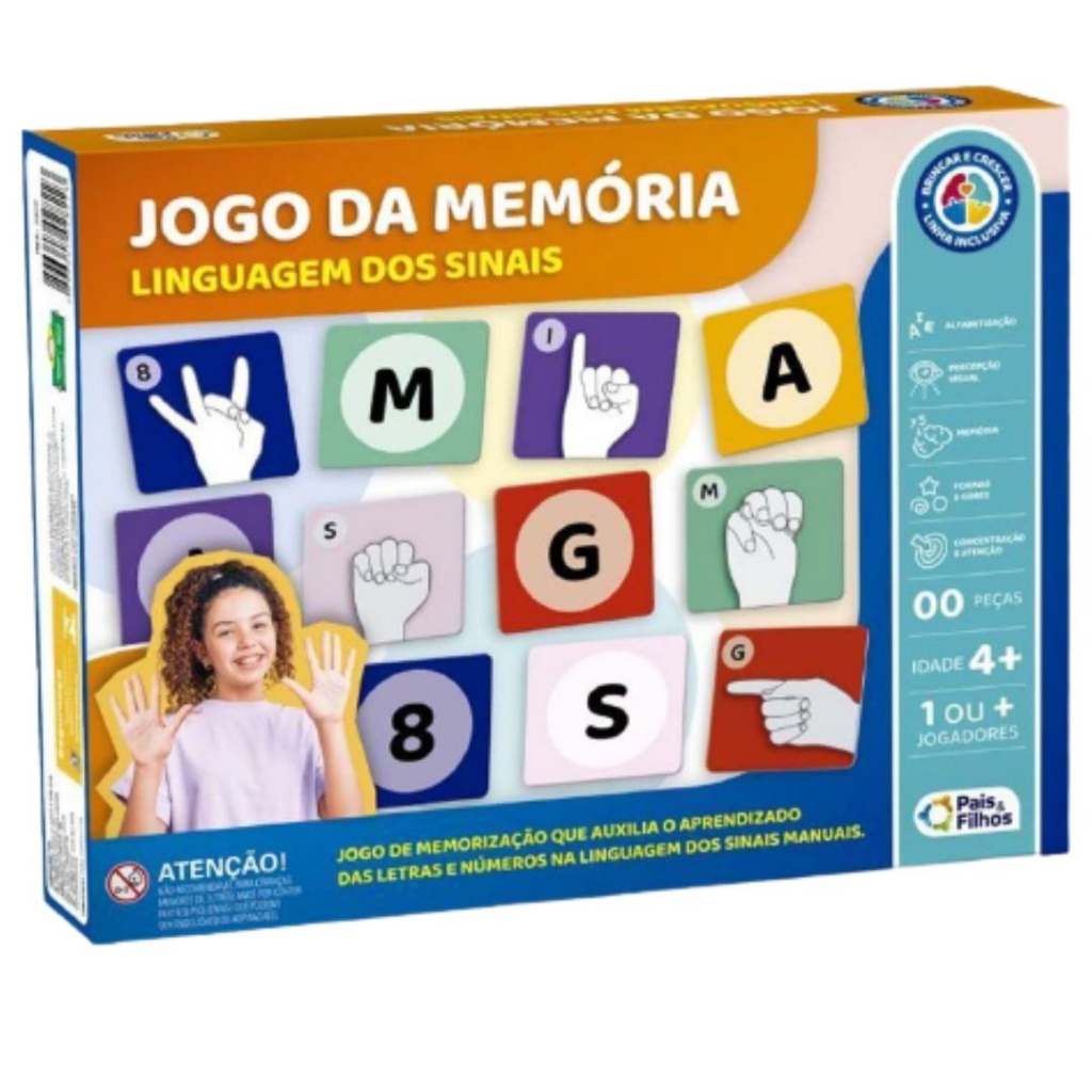 Jogo da Memória Educativo Letras e Números Em Libras - Linguaguem dos ...