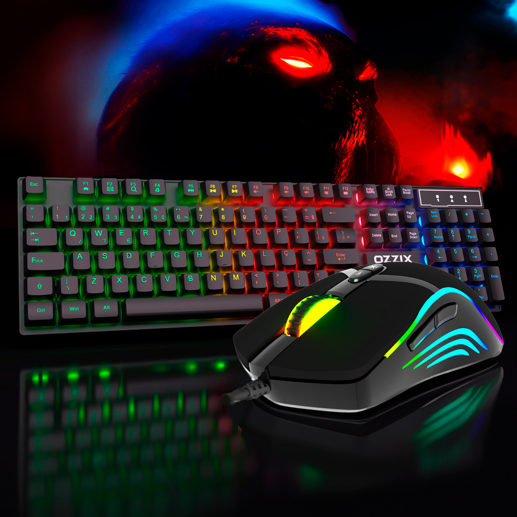 Kit Gamer Mouse 8000DPI RGB + Teclado Semi Mecânico Iluminado Mouse com ...
