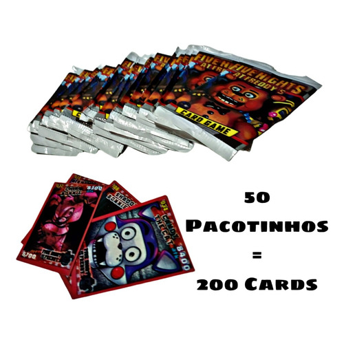 Kit 200 Cards Animatronics Five Nights At Freddy's =50 Pcts Bafo