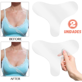 kit 2x anti rugas adesivo silicone para colo do peito reutilizavel pad autocolante hidratação contra ruga linhas