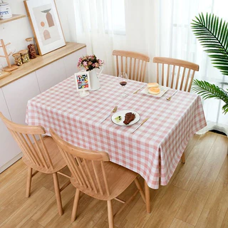 Toalha De Mesa Retangular Xadrez Impermeável De Plástico PVC Para Sala De Estar/Cozinha