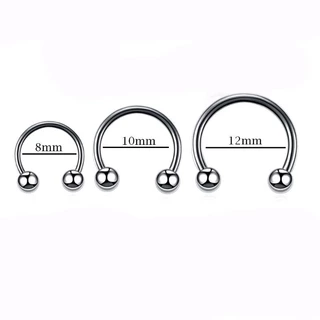 Kit 3 Piercing Ferradura 8mm 10mm 12mm Nariz Septo Smile Cartilagem Hélix 3 unidades