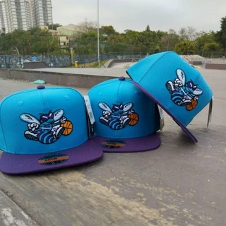 Boné Retrô Charlotte Hornets aba reta bordado azul/roxo com regulagem snapback promoção