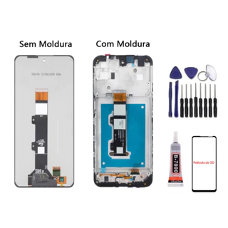 Tela Frontal Touch LCD Display Moto G22 Xt2231 Original Sem Aro e Com Aro + Pelicula + Cola 15ml + Chaves