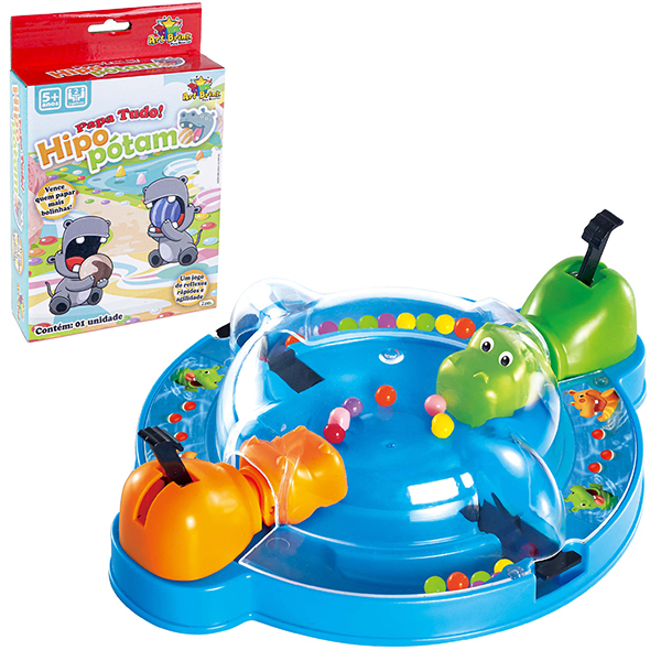 Jogo de Tabuleiro Infantil Hipopótamo Comilão - Papa Tudo HipoPótam, um Joguinho para Crianças Cheio de Ação e Diversão