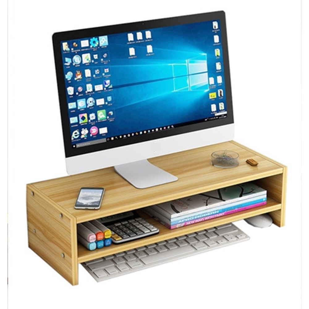 suporte para monitor organizador de mesa feito em madeira