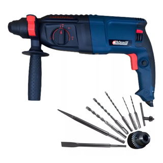 Furadeira Industrial martelete Rotativo de Mão rompedor potente Original com Maleta 12 peças 960W Nakasaki
