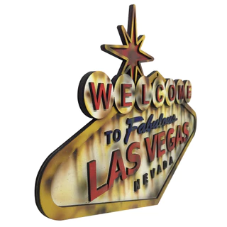 Placa Decorativa Las Vegas Nevada Ferrugem 3D Alto Relevo MDF Cantinho do Churrasco Decoração Restaurante Bar Garagem