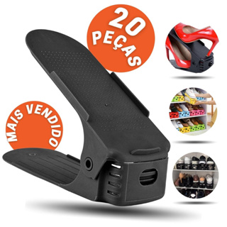 Kit 20 Organizador De Sapatos Saltos e Tênis Com Regulagem de Altura Preto