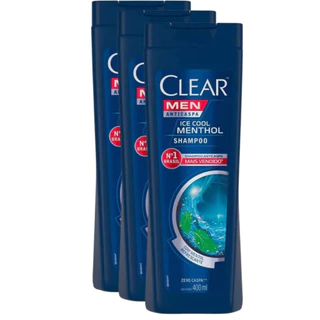 Kit 3 Shampoo Clear Anticaspa Ice Menthol 400ml