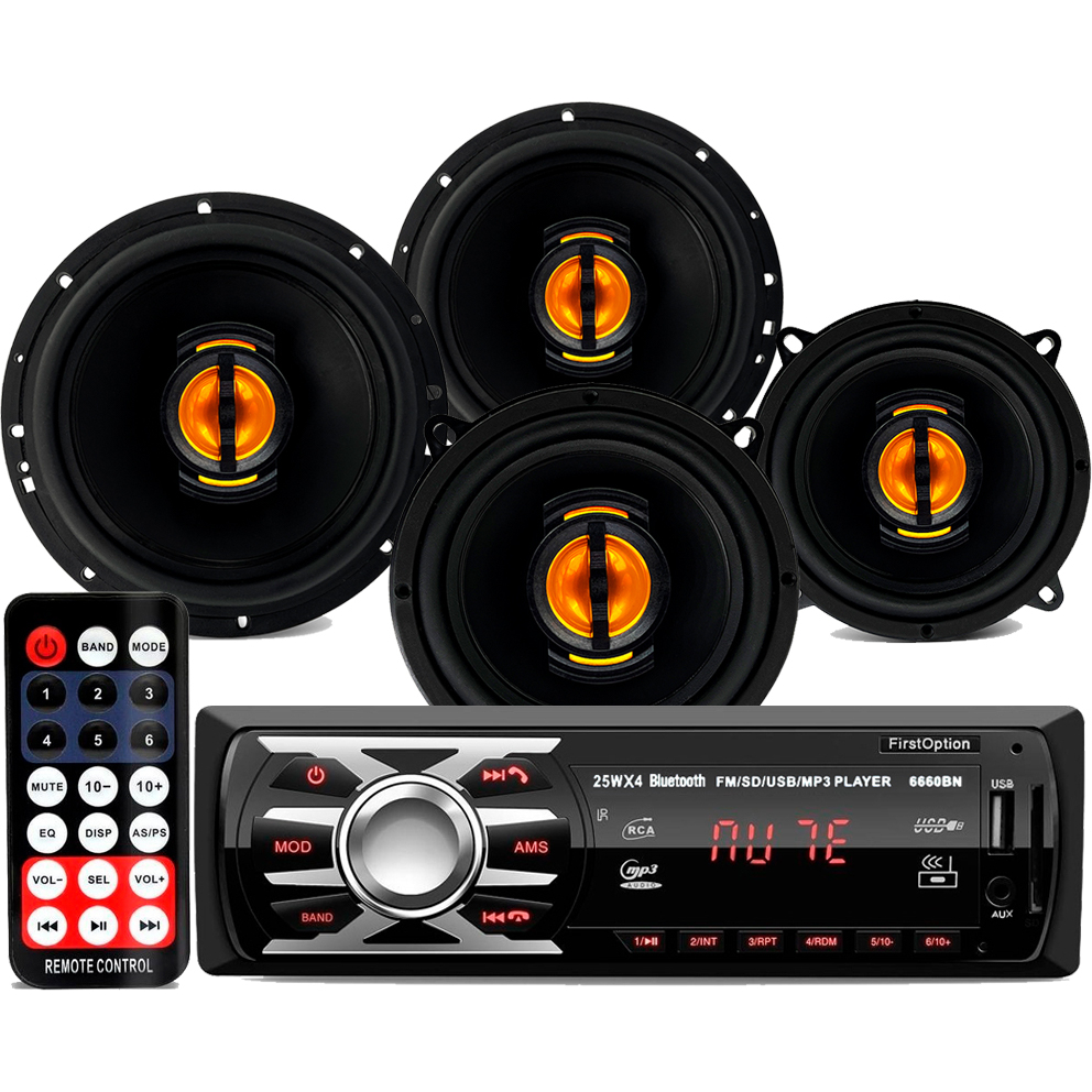Kit Som Bluetooth Gol G4 + 4 Alto Falante Jb Flex 200w