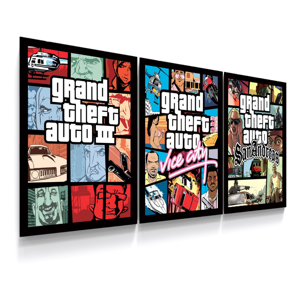 Quadro decorativo A4 GTA: Vice City, game, gamer, jogos