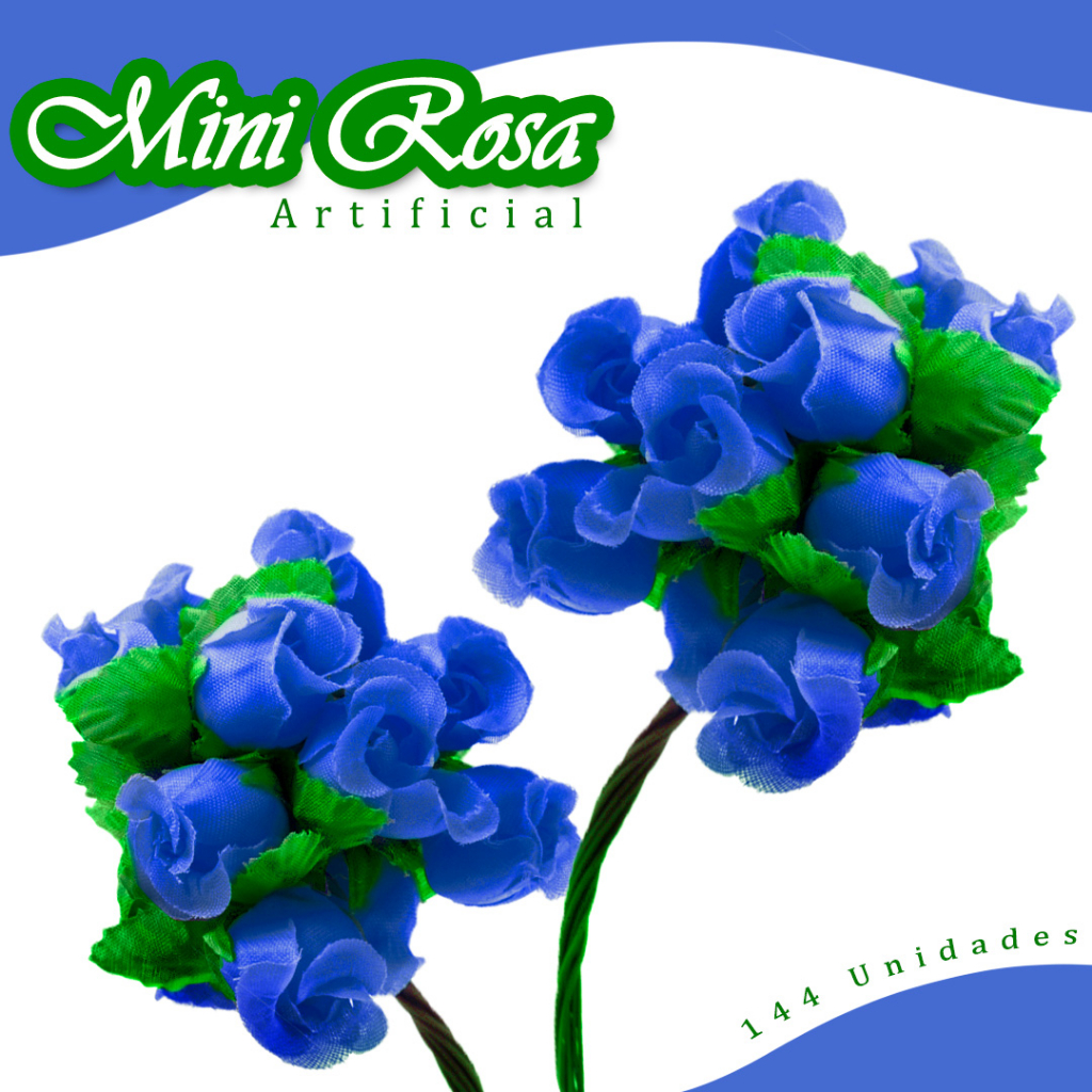 Mini Rosa Artificial - Kit C/ 144 Florzinha Azul Royal - Kaftor ...