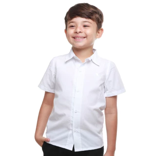 Camisa Social Manga Curta Menino Festa Branca ou Vermelha Tecido Algodão promo Promoção