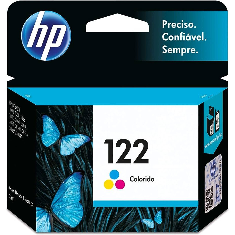 Cartucho de Tinta HP 122 Colorido Original (CH562HB) Para HP DeskJet 1000, 2050, 3050, 2000