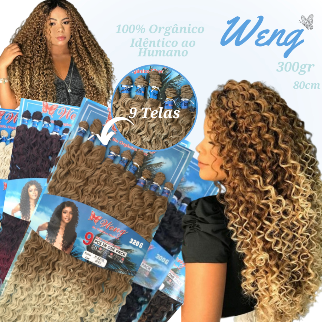 Cabelo Cacheado Fibra Orgânica Weng 9 Telas 80cm