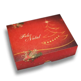 Caixa Kraft para Presente Natal, 10 unid, 15x11x4 cm, Embala Cristal