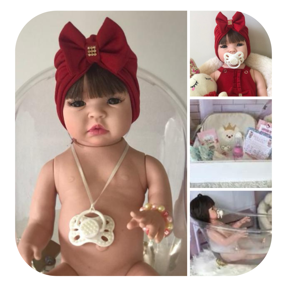 Brastoy Bebê Reborn Boneca Pintada Silicone Realistic Menina Cabelo Dourado  Original 55cm