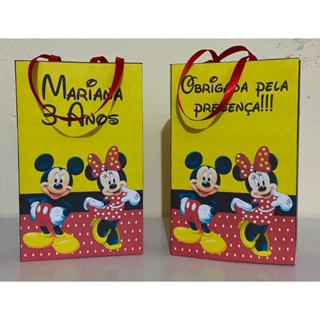 Sacolinha Personalizada Minnie e Mickey 15unidades