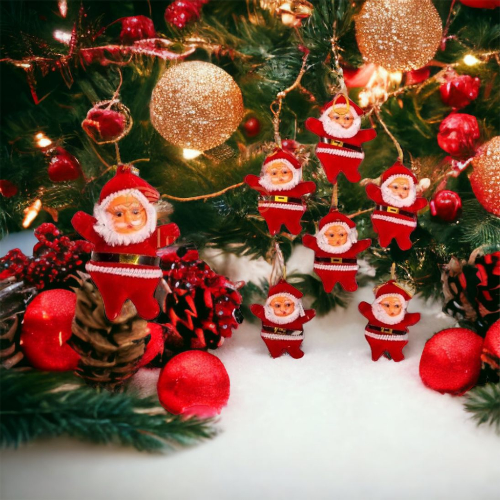 Kit 12 Pendente Papai Noel Enfeite Arvore De Natal Decorção Ornamentos
