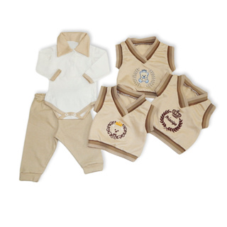 Conjunto Pagão Body Bebê Calça e Colete Bordado Sortido Menino Kit 3pçs em Oferta na Shopee