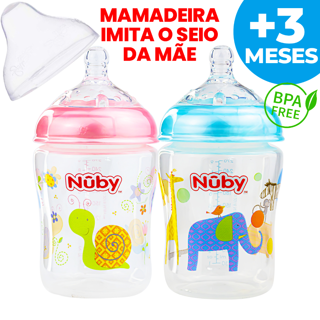 Mamadeira Anti-refluxo Anticólica Bico Largo Bebê 270ml Imita Seio ...