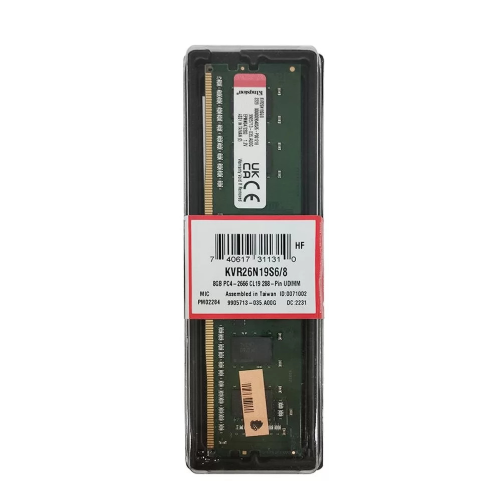Memória RAM ValueRAM color verde 8GB 1 Kingston KVR26N19S8/8