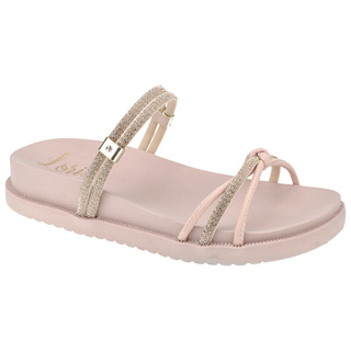 Sandália Feminina Papete Lóris Birken Strass Brilho C/2 Opçoes de Uso cores NUDE E PRETO 059