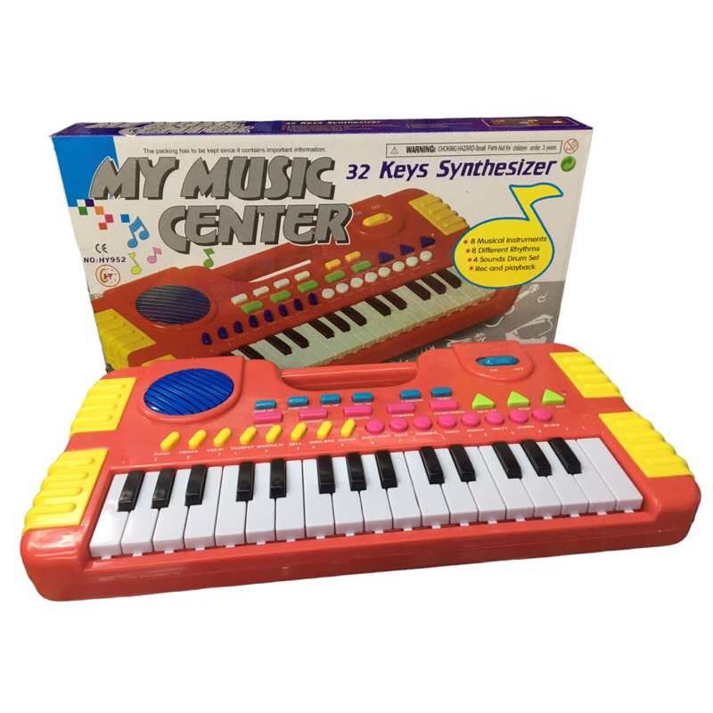 Teclado Infantil Eletrônico Com Microfone Vermelho Bbr Toys