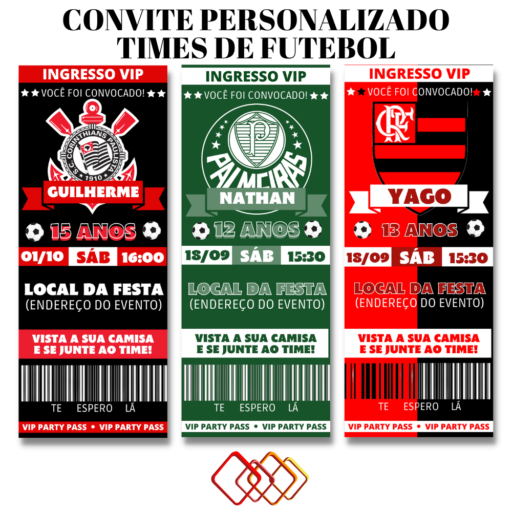 Convite Digital Aniversário Futebol Flamengo Ingresso