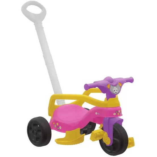 Triciclo Infantil Com Haste de Empurrar Motoca Bebe Tico Tico Menino Magic  Toys Suporta até 24kg