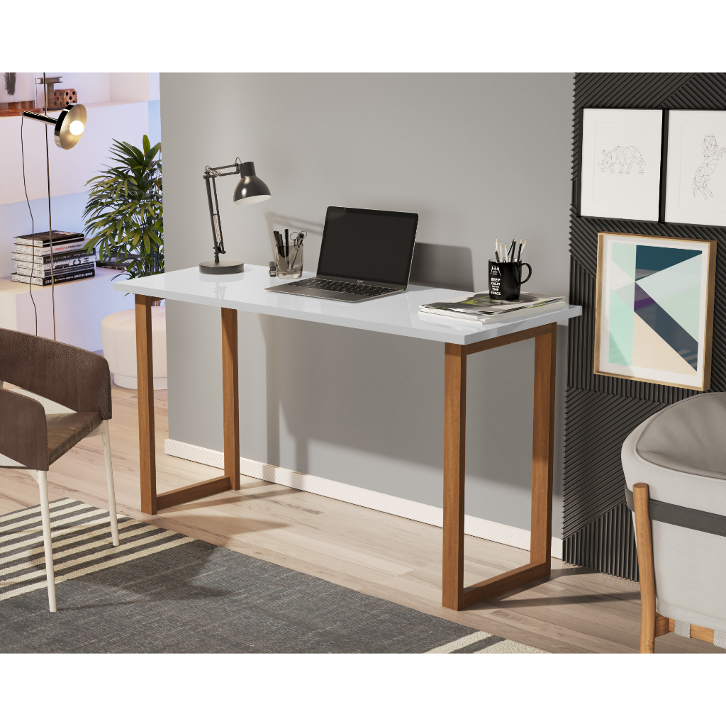 Mesa mesinha de estudo 90 cm pés madeira para quarto home office estudo ...