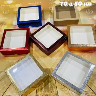 KIT CAIXA CORES COM VISOR S21 - 15X15X4CM ASSK EMBALAGENS (CHOCO)