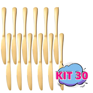 Kit 30 Faca Talheres Aço Inox Posta Faca Dourado Stainless Steel Linha Luxo Bife Faca - Envio Já