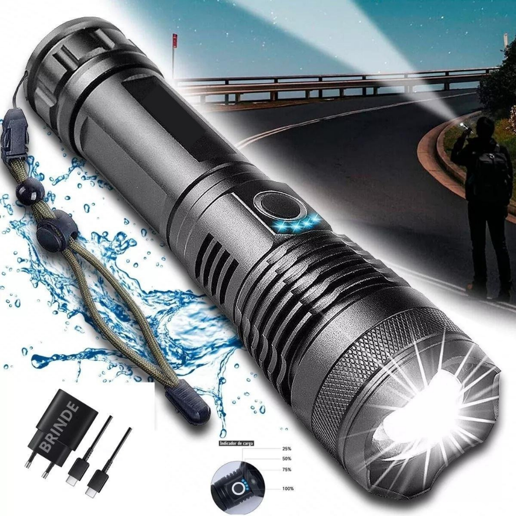 Lanterna Tatica Recarregavel Mais Forte Do Mundo Sitio Led | Shopee Brasil