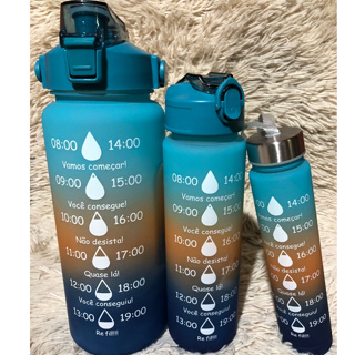 KIT 3 GARRAFA DE AGUA ACADEMIA MOTIVACIONAL IDEAL CAMINHADA CORRIDA PARQUE