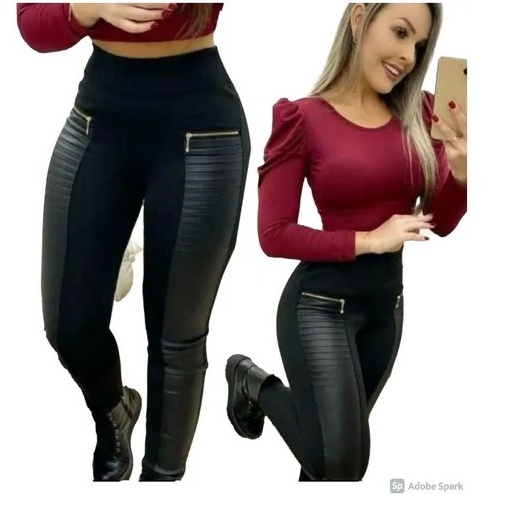 Calça legging montaria com hot sale ziper