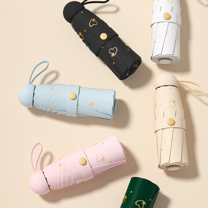 Sombrinha Mini Guarda Chuva Alumínio de bolsa coração com capa 8 varetas