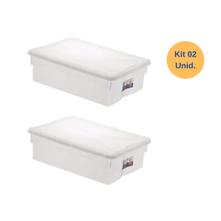 Kit 02 Potes Caixas Organizadora 11 Litros com Tampa-Açougue Padaria Frios Salgados Festas Cozinha Câmara Fria Freezer Alimentos em Geral