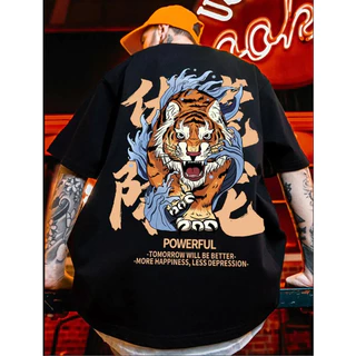 Blusa Americano Peças Black Tigre Gola Oversized
