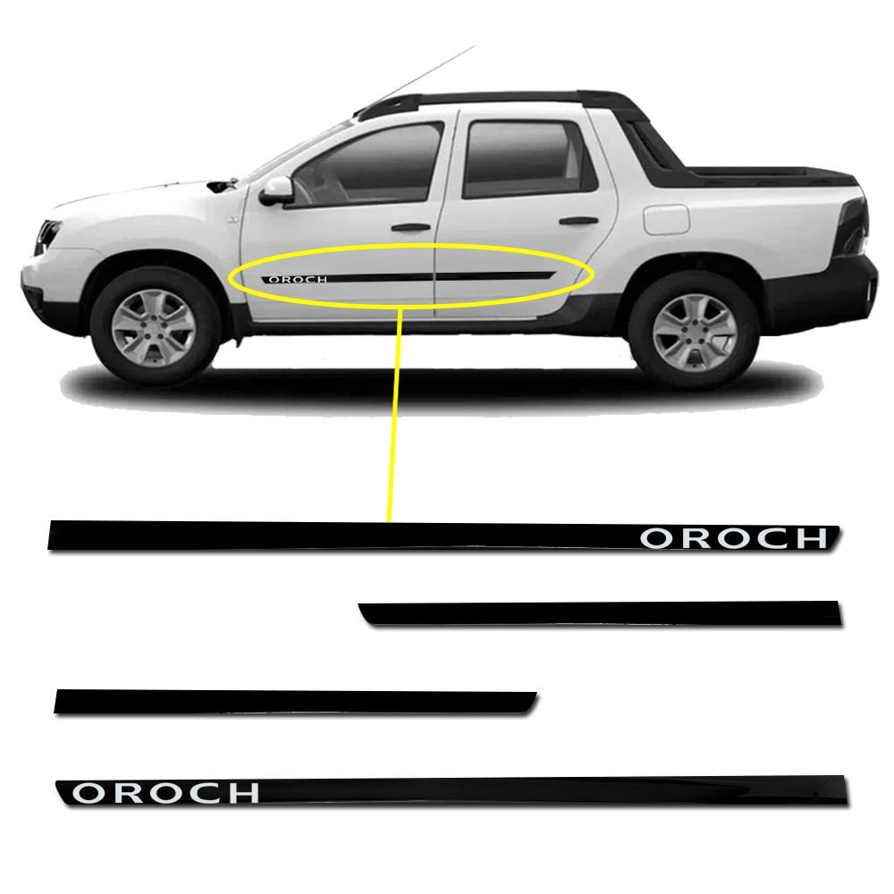 Aplique Friso Lateral Kit Preto Slim Duster Oroch 2015 2016 2017 2018 ...