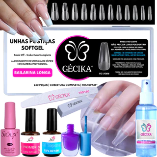 Kit Unha Postiça Soft Gel Bailarina Fosca Gecika Unhas Postiças Realista Soft gel Postiça Realista Mesmo Fabricante D&Z Sioux Com 240 Unidades Click Certo