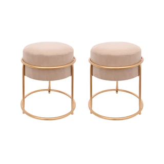 2 Puff De Ferro Redondo, Banqueta, Design Moderno, Sala, Mesa