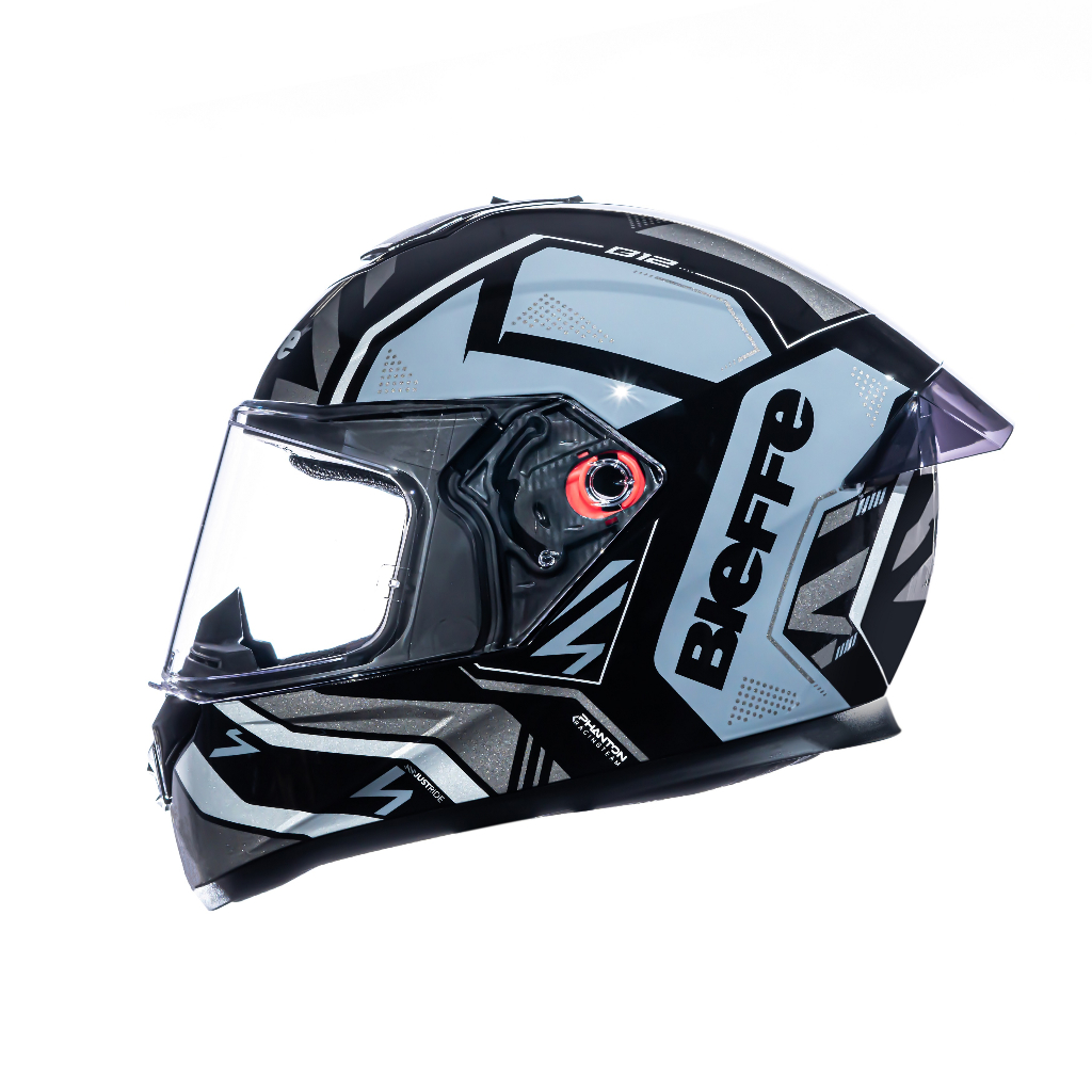 Capacete Bieffe B-12 Phanton Preto Brilho c/ Prata