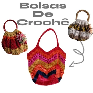 Bolsas de Crochê estilo Sacola Produzida com Barbante Bem Espaçosa Ideal Para Passeio Trabalho Casual