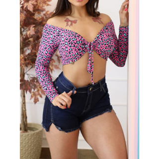 Shorts Jeans Feminino Cintura Alta Com Lycra Tendência Verão 2024