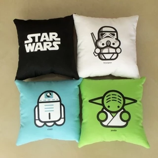 Kit 04 Capas de Almofadas StarWars Geek Decorativas Ideal Para Decoração de Quarto e Sala com Zíper - Star Wars